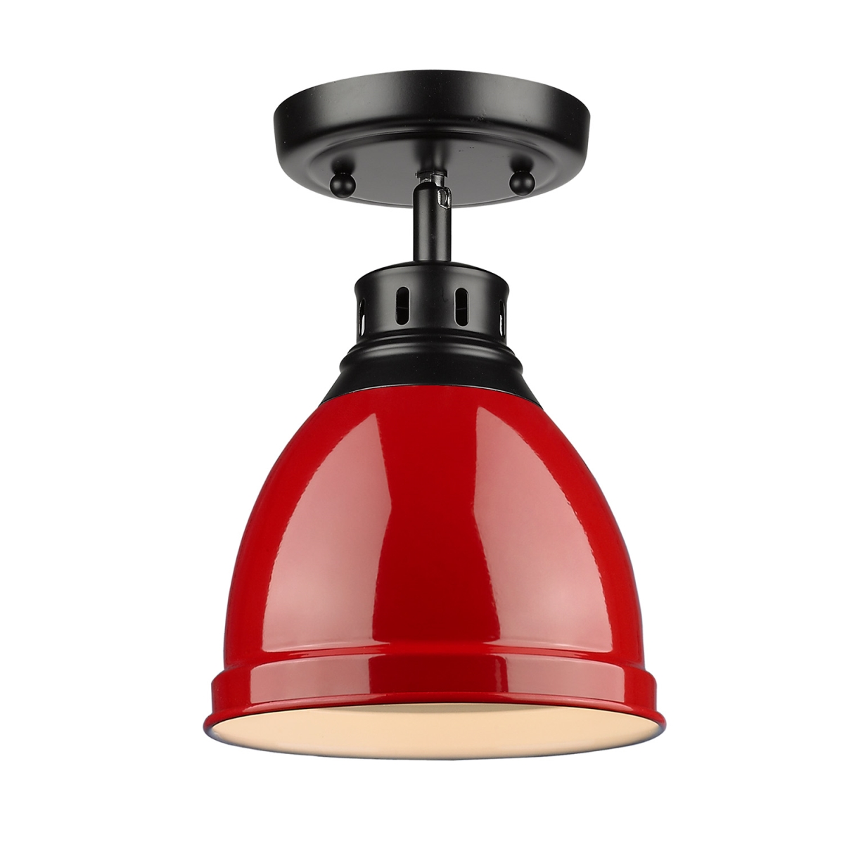 3602-fm Blk-rd Duncan Flush Mount Light With Red Shade, Black