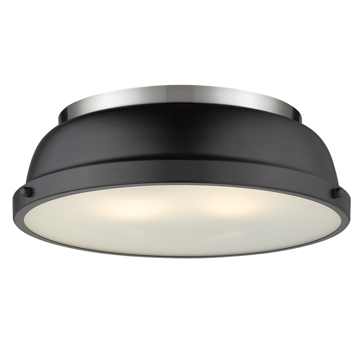 3602-14 Pw-blk Duncan 14 In. Flush Mount Light With Matte Black Shade, Pewter
