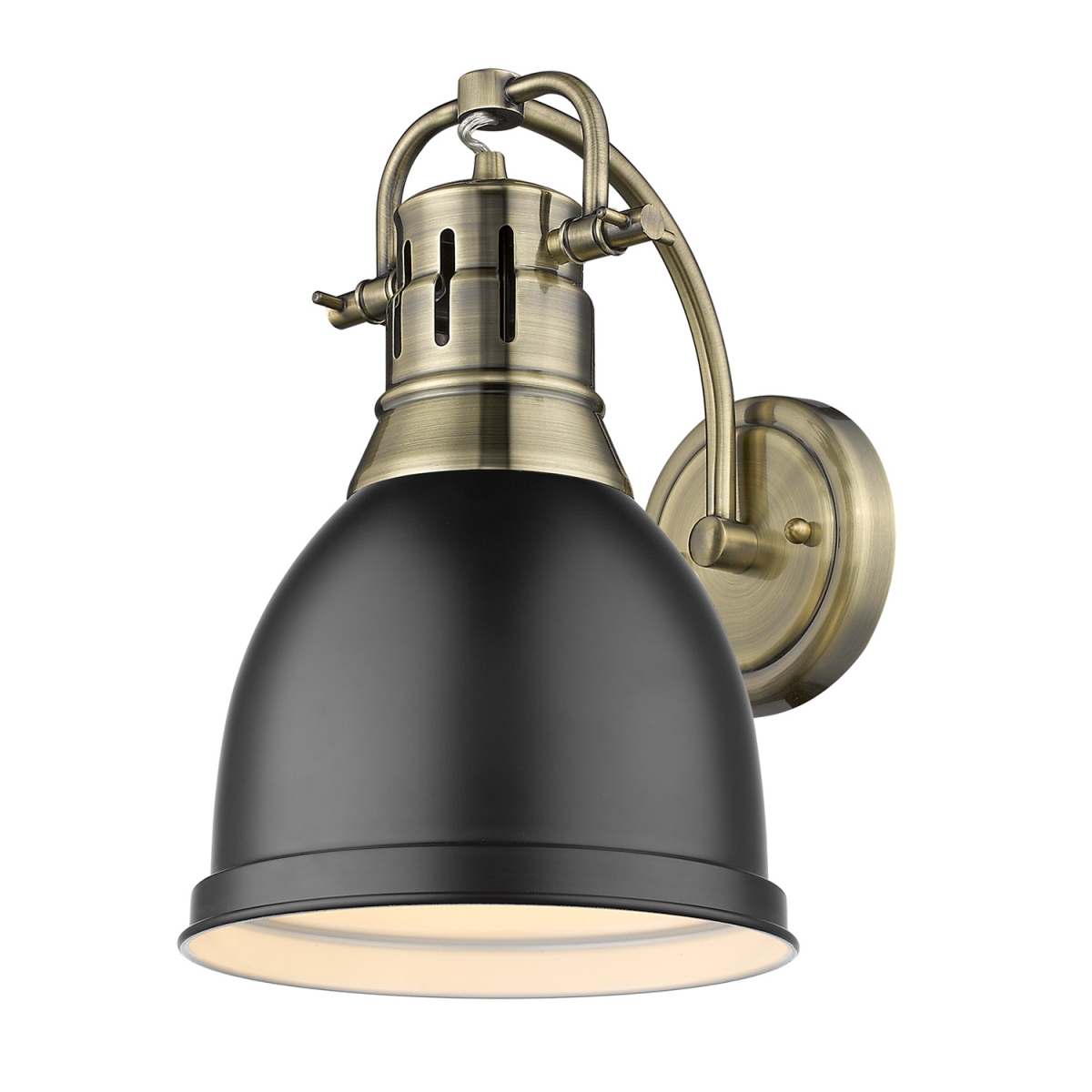 3602-1w Ab-blk Duncan 1 Light Wall Sconce With Matte Black Shade, Aged Brass
