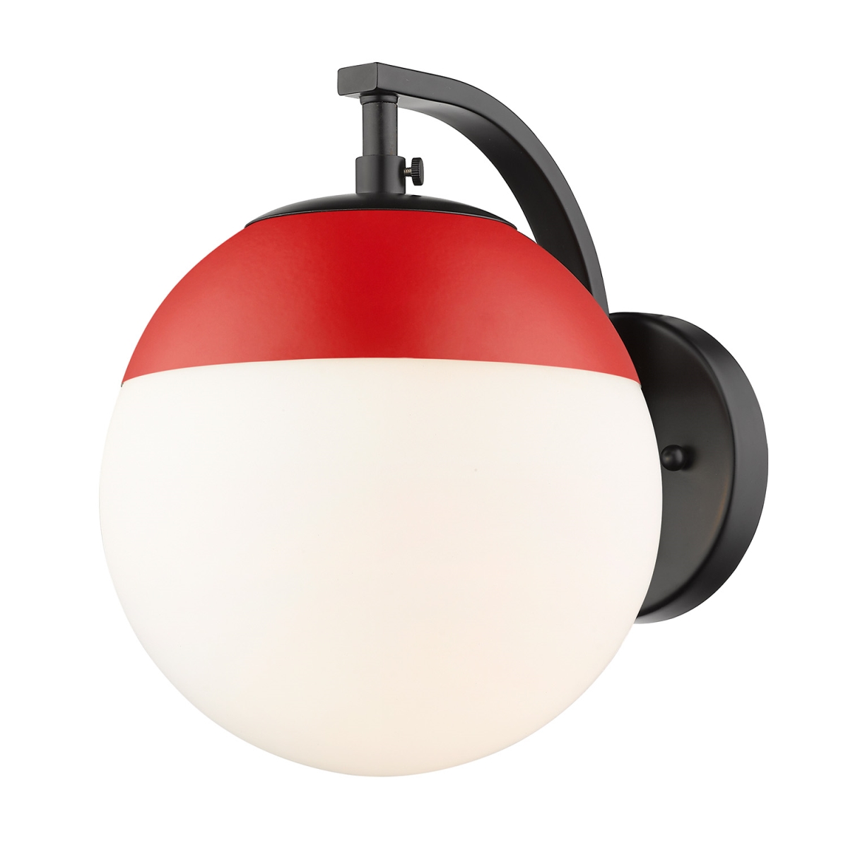 3218-1w Blk-red Dixon Sconce Light With Opal Glass & Red Cap, Black