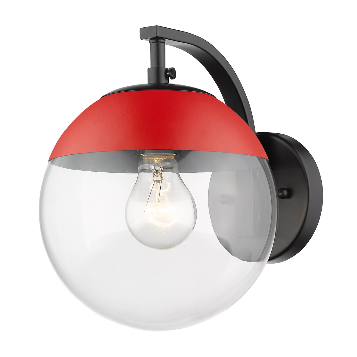 3219-1w Blk-red Dixon Sconce Light With Clear Glass & Red Cap, Black