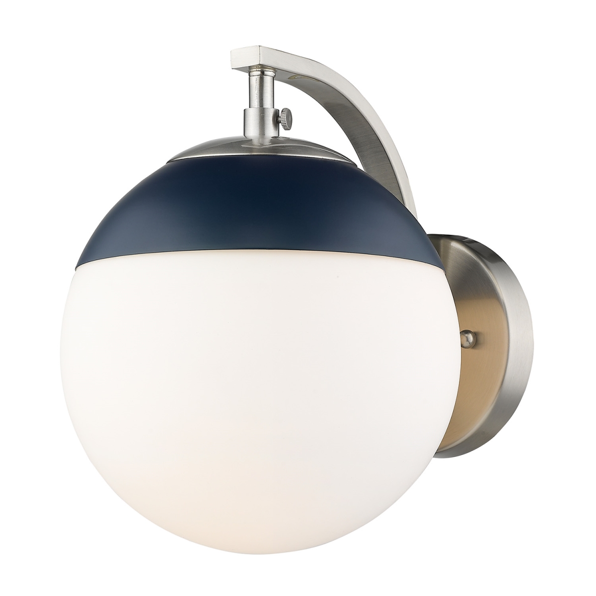 3218-1w Pw-mnvy Dixon Sconce Light With Opal Glass & Navy Cap, Pewter