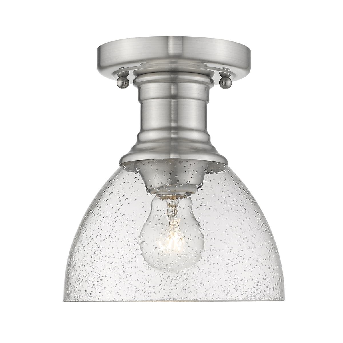 3118-sf Pw-sd Hines Semi-flush Mount Light With Seeded Glass, Pewter