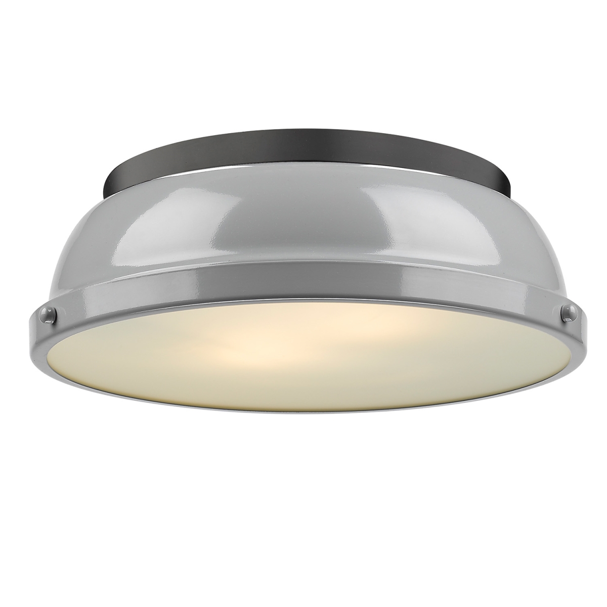 3602-14 Blk-gy Duncan 14 In. Flush Mount Light With Gray Shade, Black