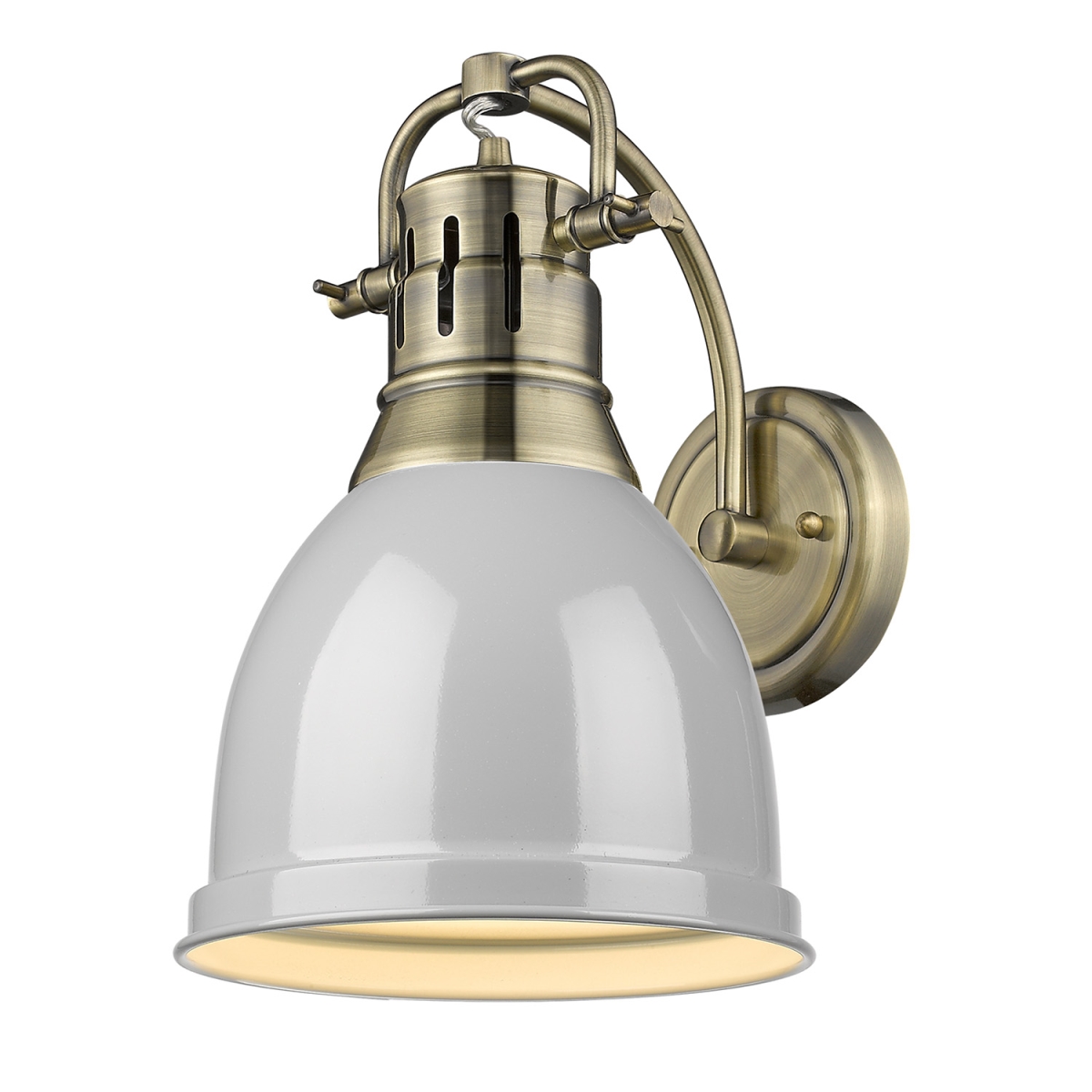 3602-1w Ab-gy Duncan 1 Light Wall Sconce With Gray Shade, Aged Brass