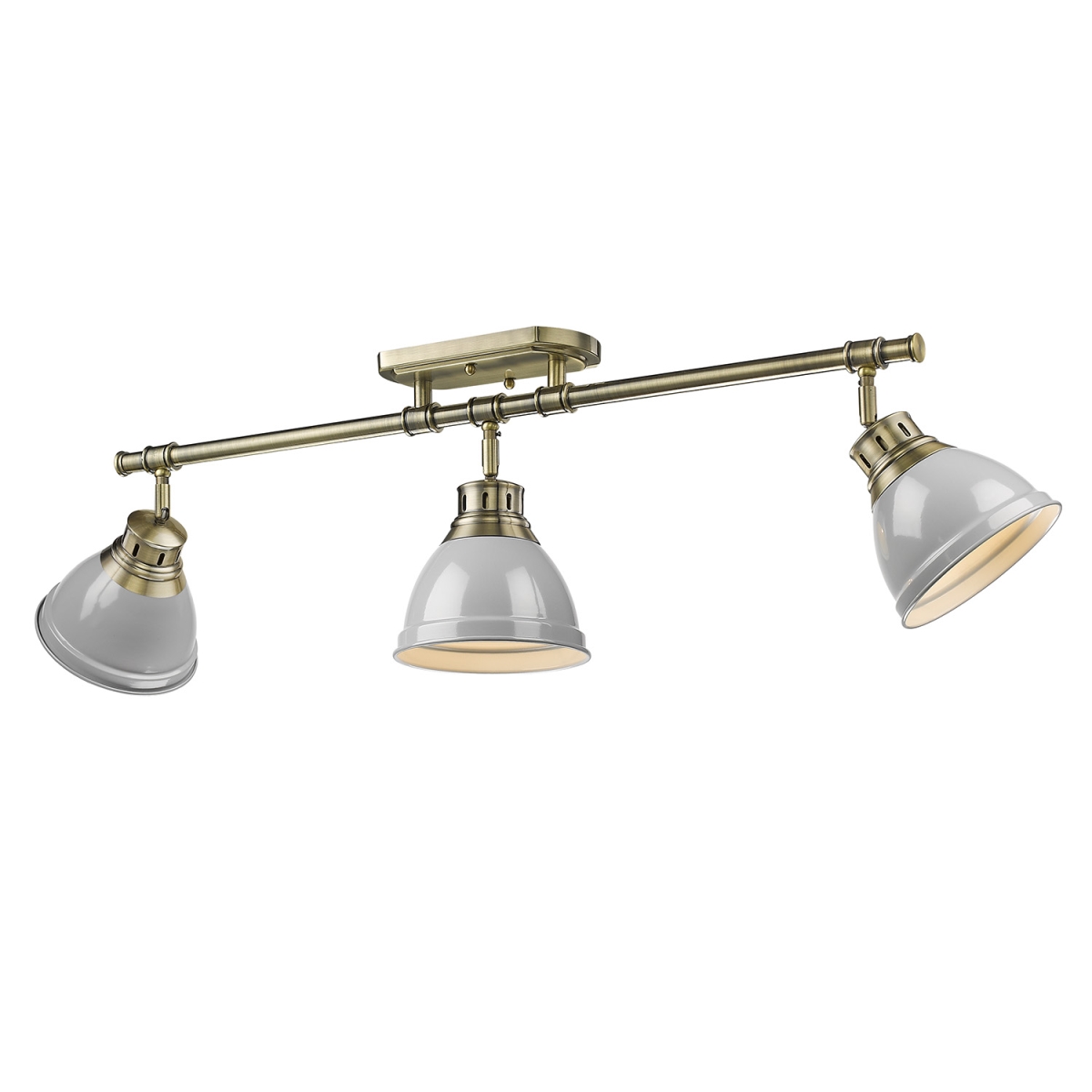 3602-3sf Ab-gy Duncan 3 Light Semi-flush Track With Gray Shades, Aged Brass