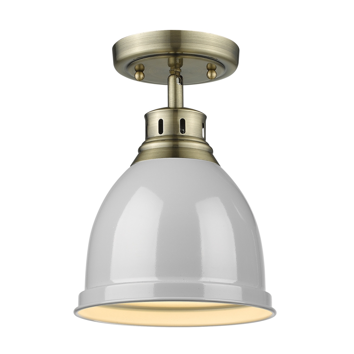 3602-fm Ab-gy Duncan Flush Mount Light With Gray Shade, Aged Brass