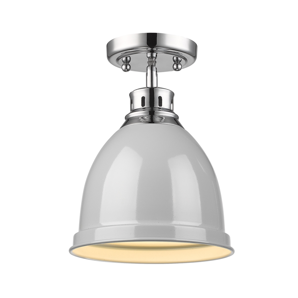 3602-fm Ch-gy Duncan Flush Mount Light With Gray Shade, Chrome