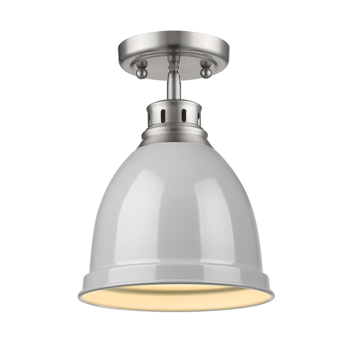 3602-fm Pw-gy Duncan Flush Mount Light With Gray Shade, Pewter