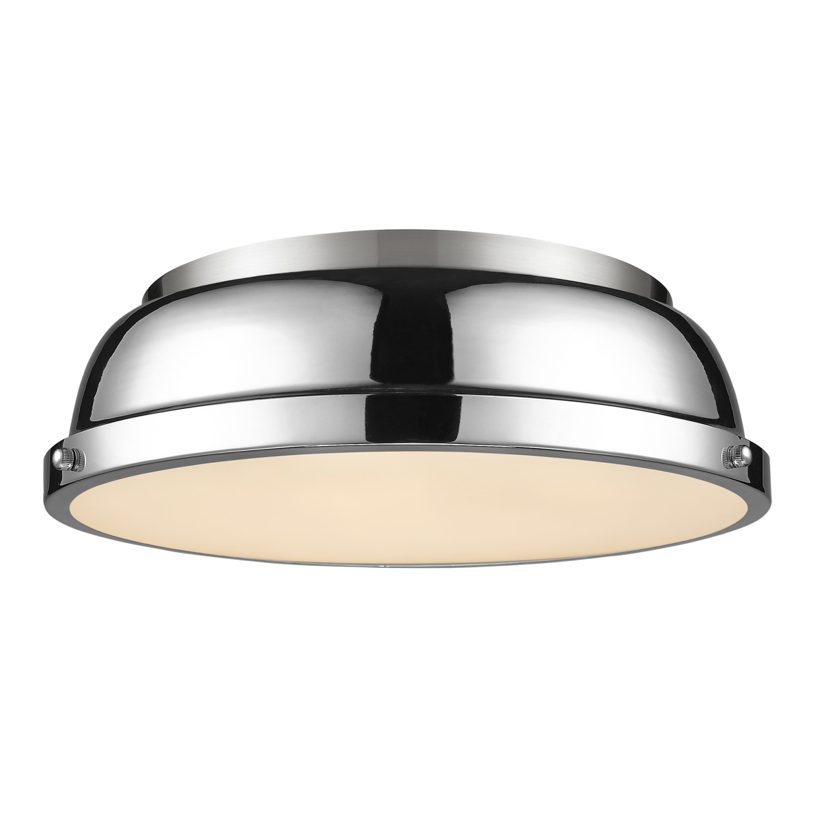 3602-14 Pw-ch 14 In. Duncan Flush Mount In Pewter With A Chrome Shade