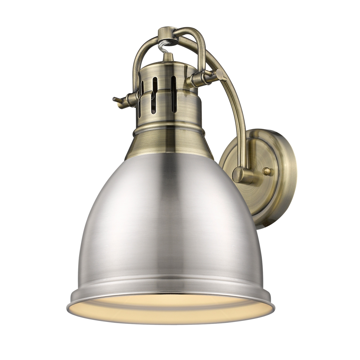 3602-1w Ab-pw Duncan 1 Light Wall Sconce In Aged Brass With A Pewter Shade