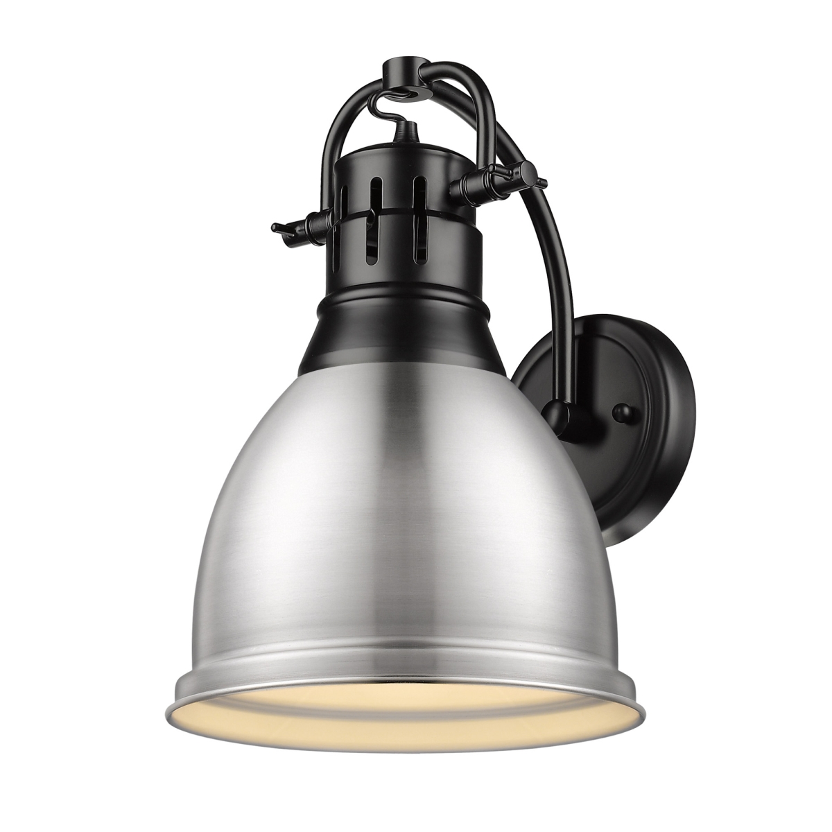 3602-1w Blk-pw Duncan 1 Light Wall Sconce In Black With A Pewter Shade