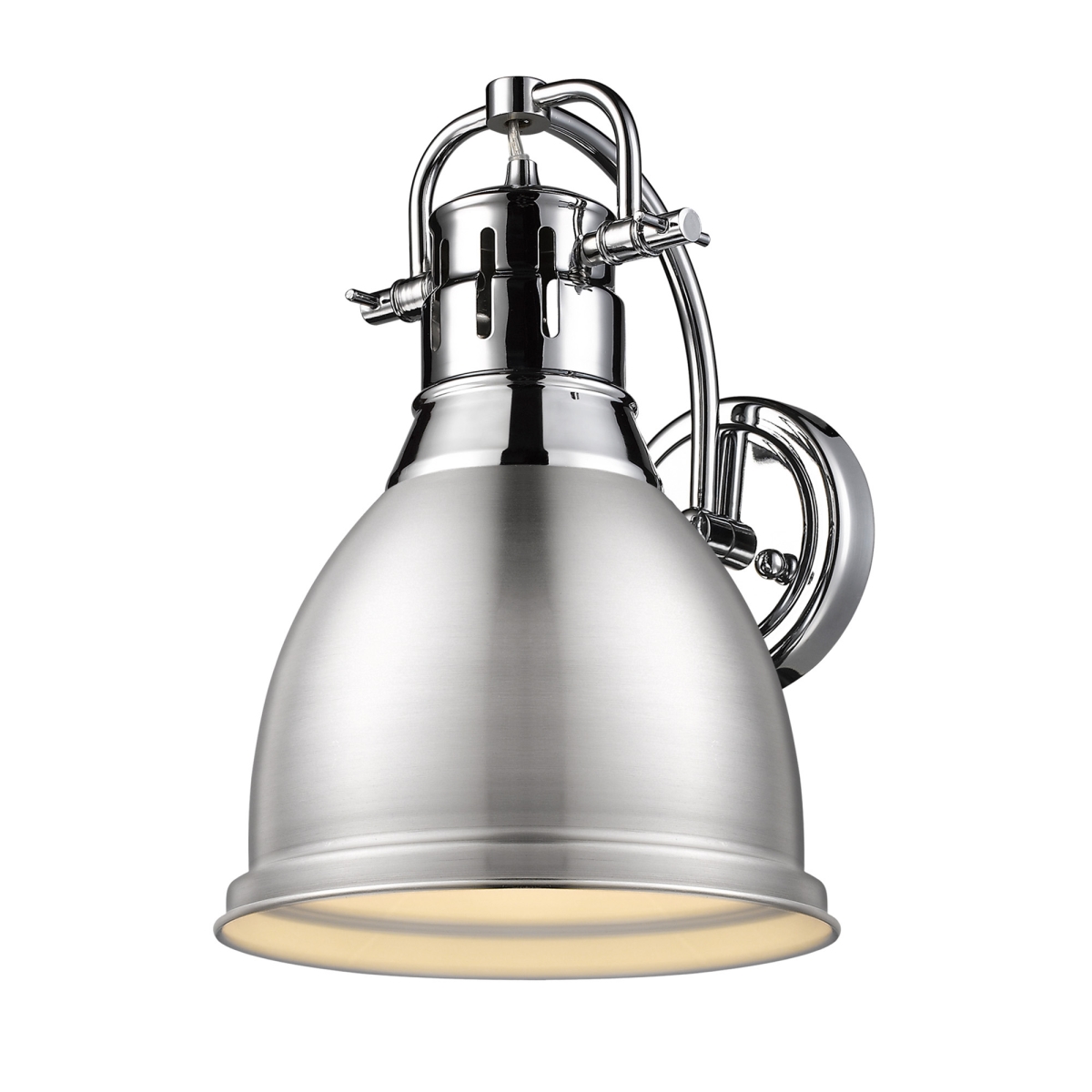 3602-1w Ch-pw Duncan 1 Light Wall Sconce In Chrome With A Pewter Shade
