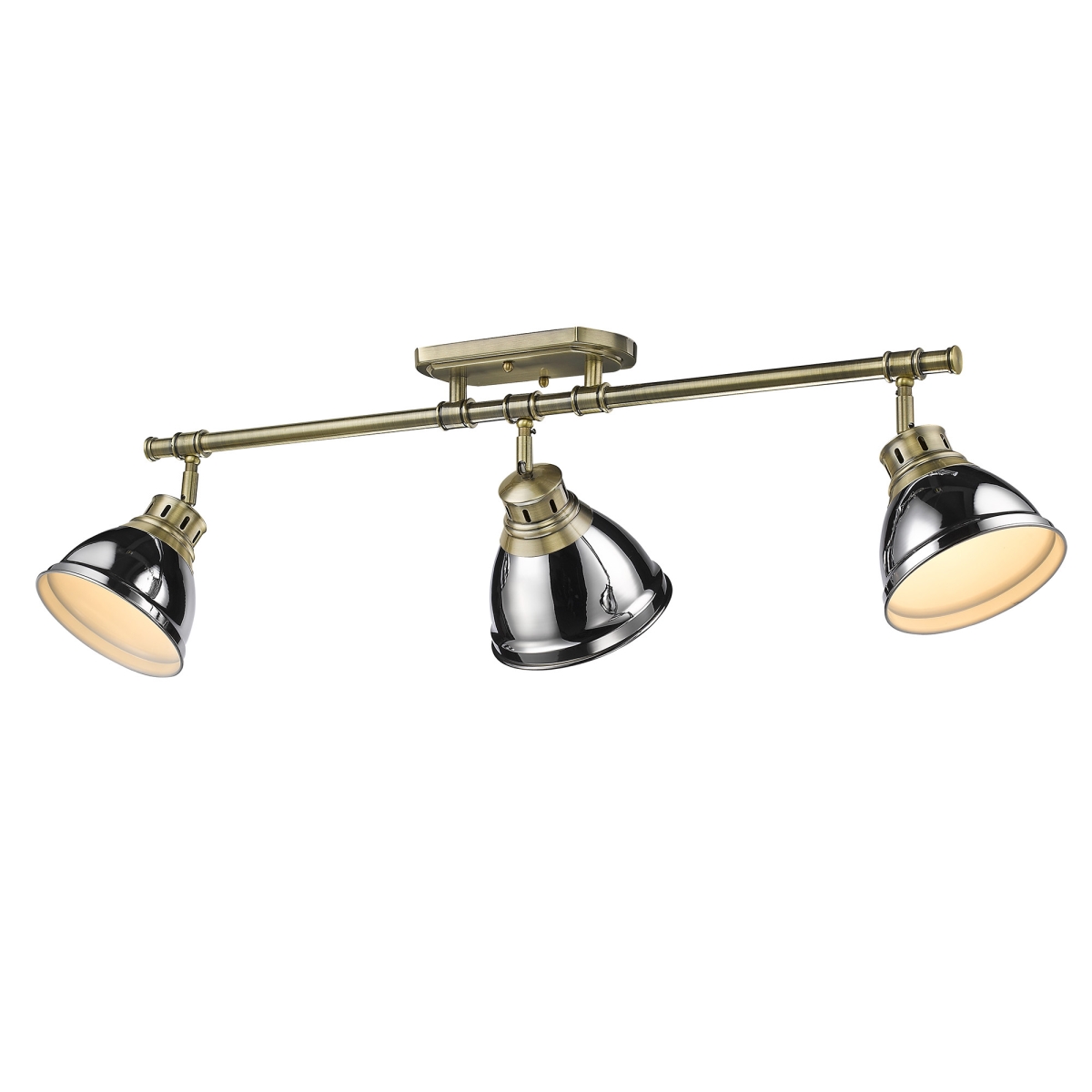 3602-3sf Ab-ch Duncan 3 Light Track Light In Aged Brass With Chrome Shades
