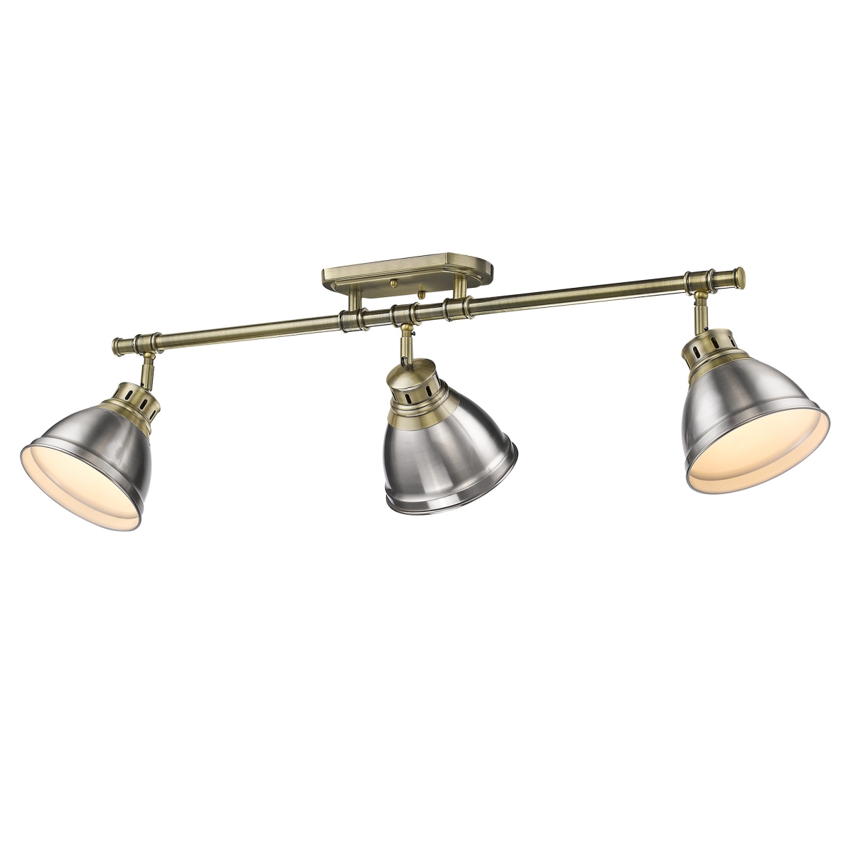 3602-3sf Ab-pw Duncan 3 Light Track Light In Aged Brass With Pewter Shades