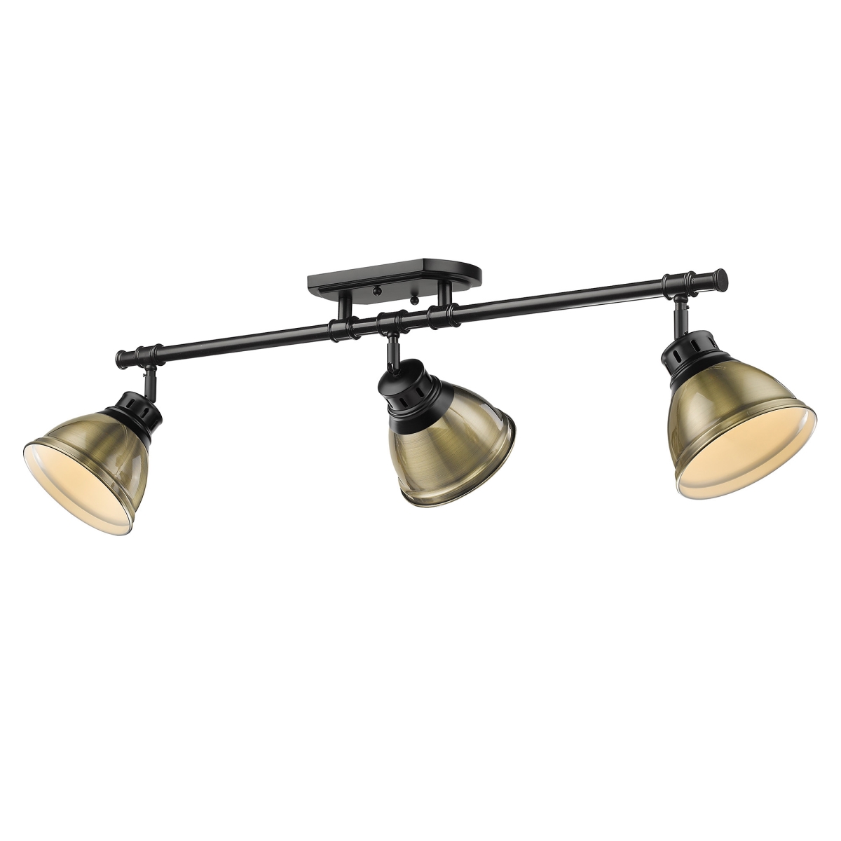 3602-3sf Blk-ab Duncan 3 Light Track Light In Black With Aged Brass Shades