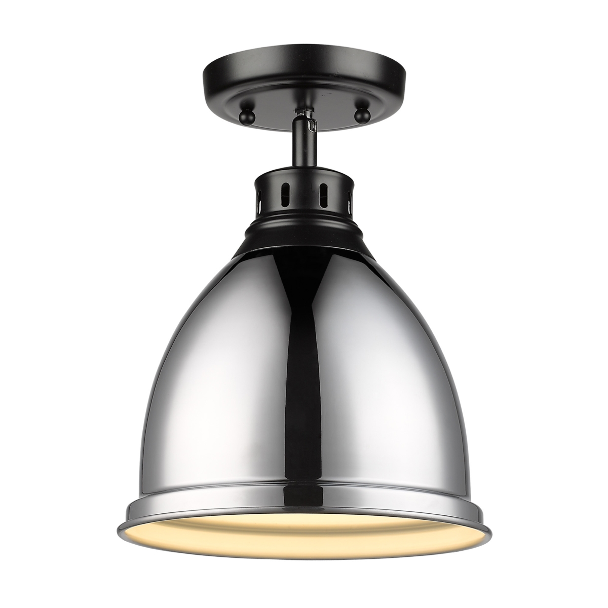 3602-fm Blk-ch Duncan Flush Mount In Black With A Chrome Shade