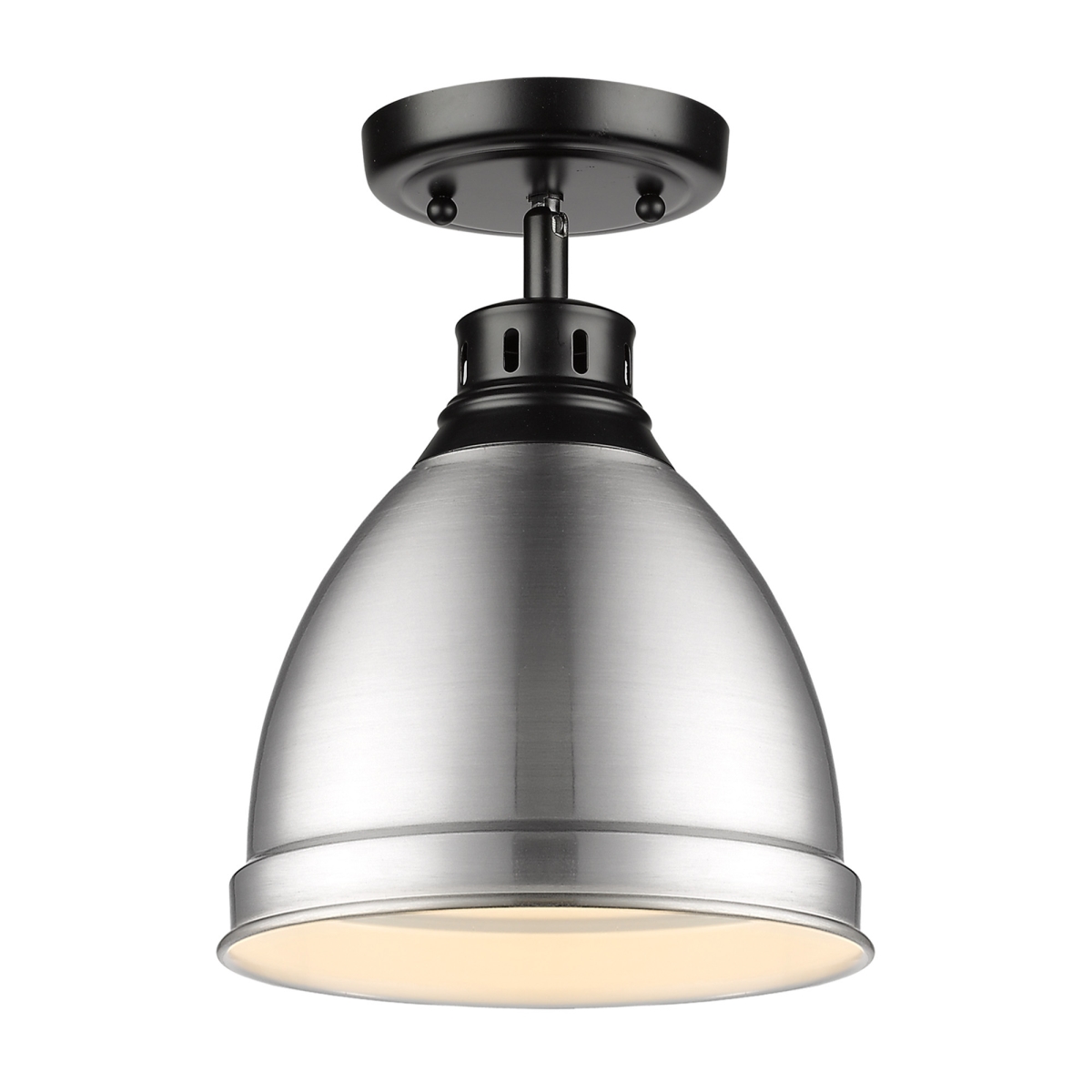 3602-fm Blk-pw Duncan Flush Mount In Black With A Pewter Shade