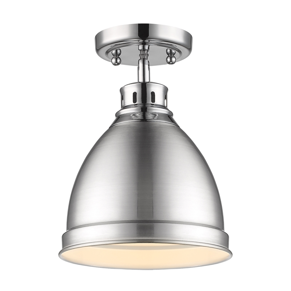 3602-fm Ch-pw Duncan Flush Mount In Chrome With A Pewter Shade