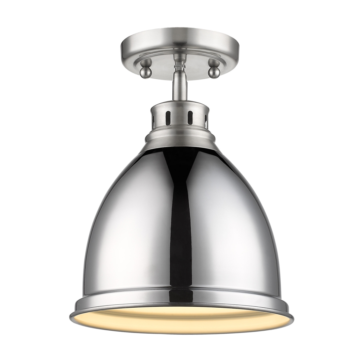 3602-fm Pw-ch Duncan Flush Mount In Pewter With A Chrome Shade