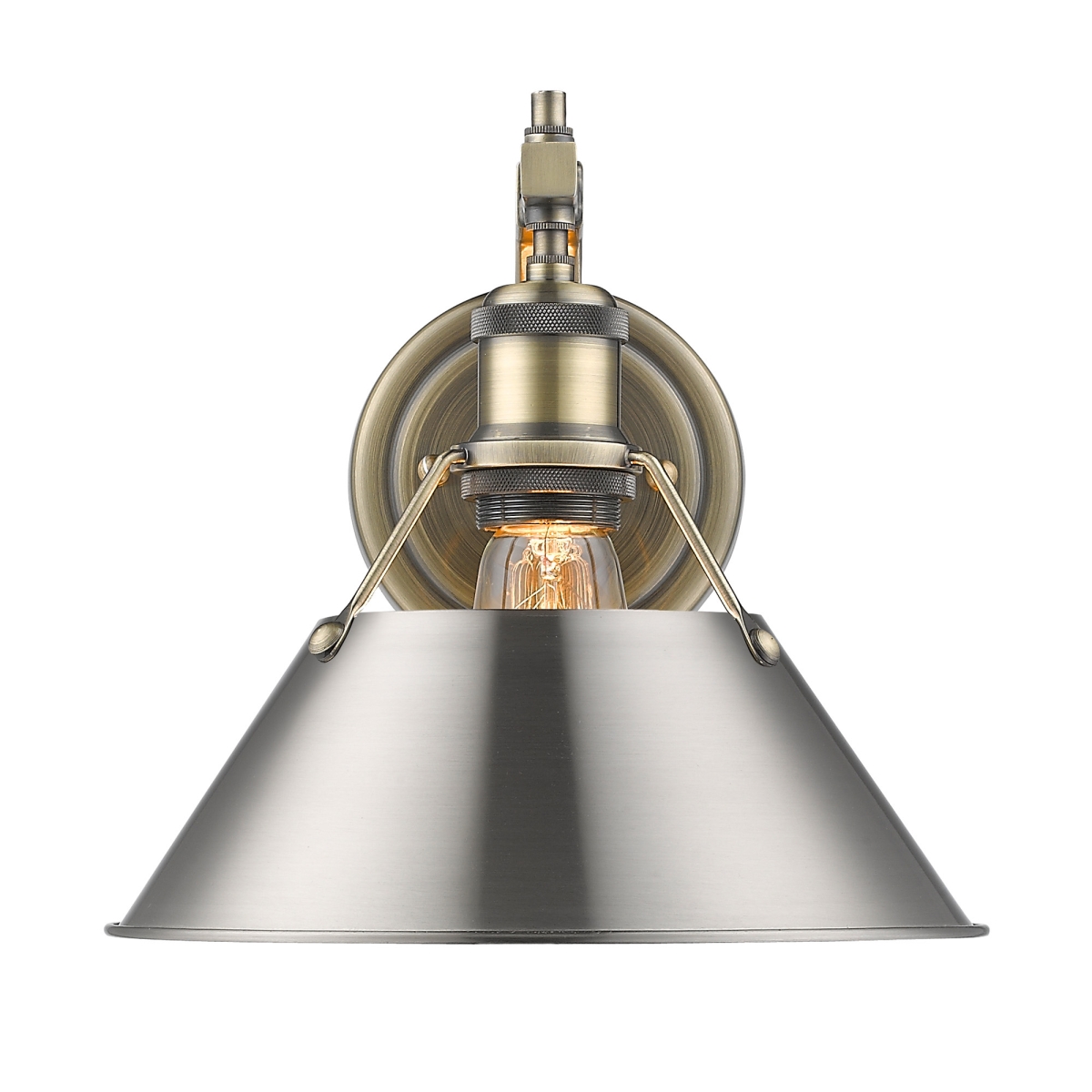 3306-1w Ab-pw Orwell 1 Light Wall Sconce In Aged Brass With Pewter Shade