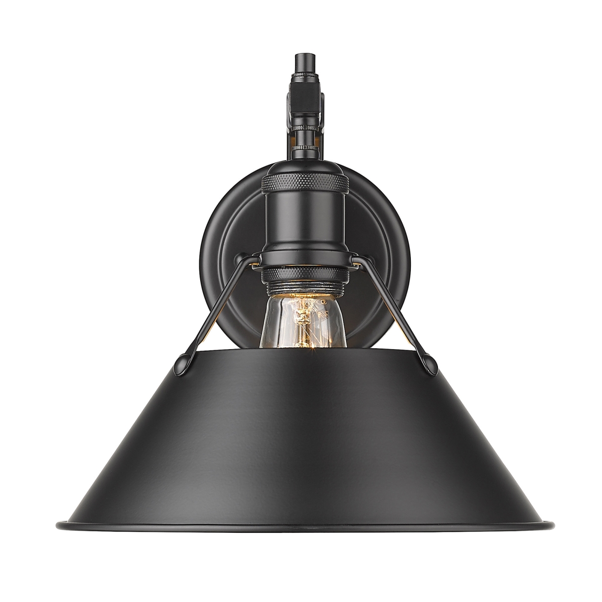 3306-1w Blk-blk Orwell 1 Light Wall Sconce With A Black Shade