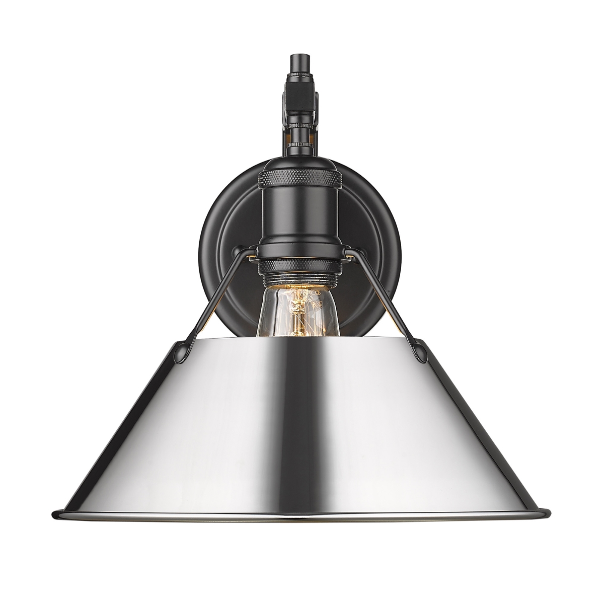3306-1w Blk-ch Orwell 1 Light Wall Sconce In Black With Chrome Shade