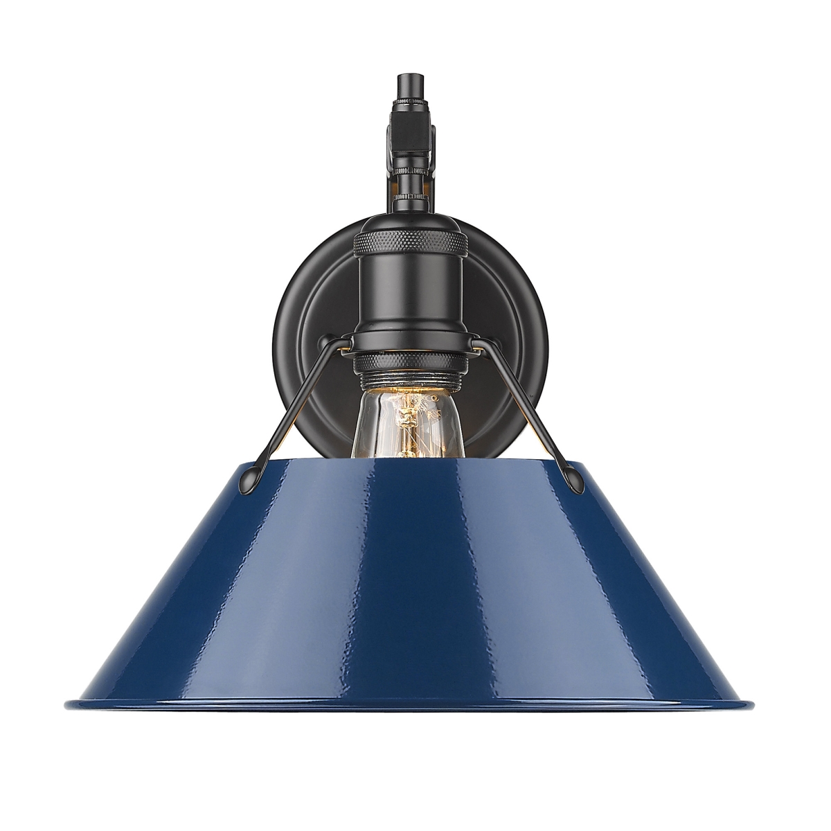 3306-1w Blk-nvy Orwell 1 Light Wall Sconce In Black With Navy Blue Shade
