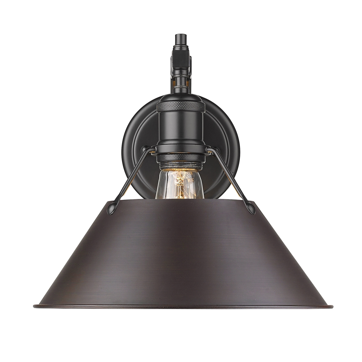 3306-1w Blk-rbz Orwell 1 Light Wall Sconce In Black With Rubbed Bronze Shade