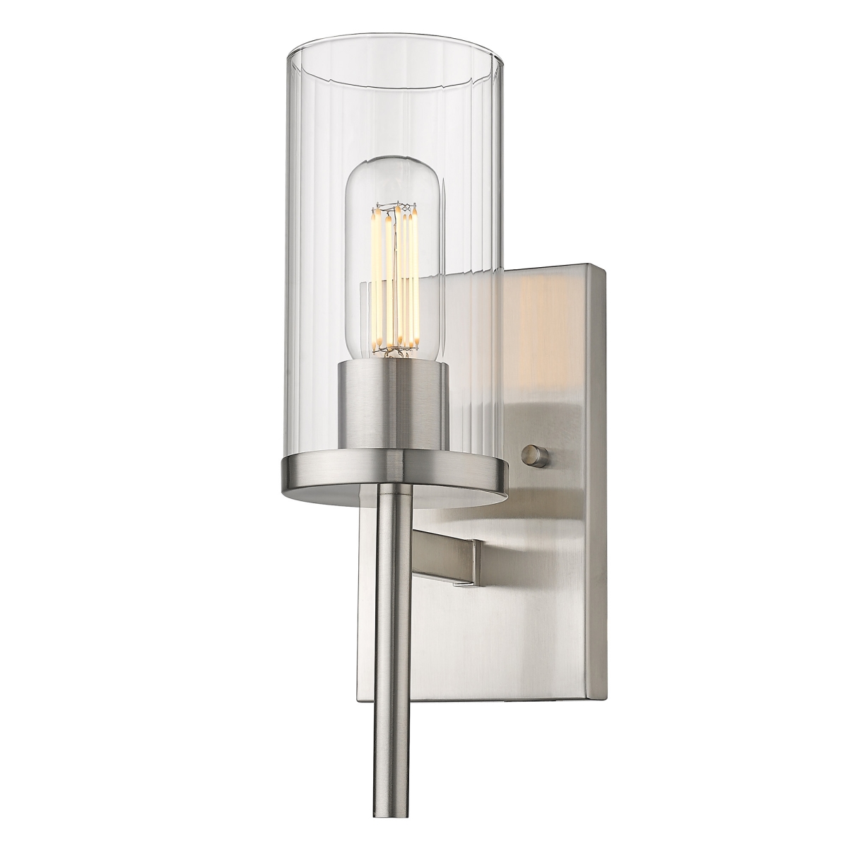 7011-1w Pw-clr Winslett Wall Sconce In Pewter With Ribbed Clear Glass Shade
