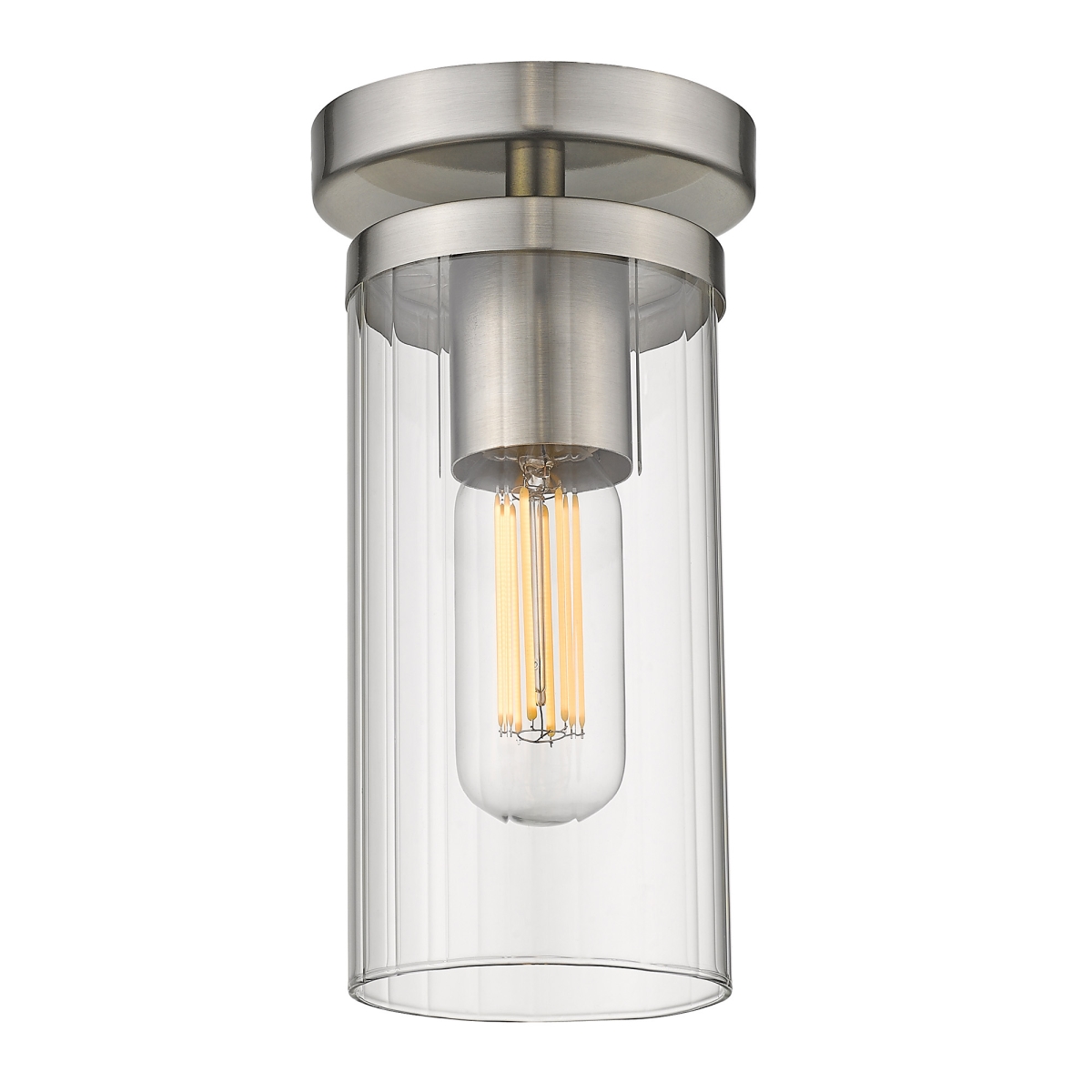 7011-sf Pw-clr Winslett In Pewter With Ribbed Clear Glass Shade