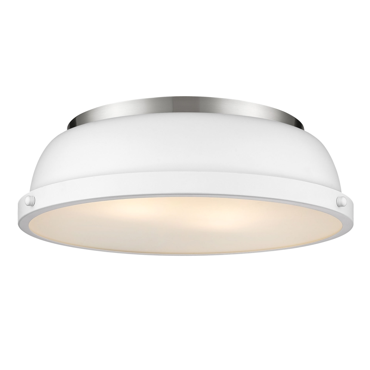 3602-14 Pw-wht 14 In. Duncan Flush Mount In Pewter With A Matte White Shade