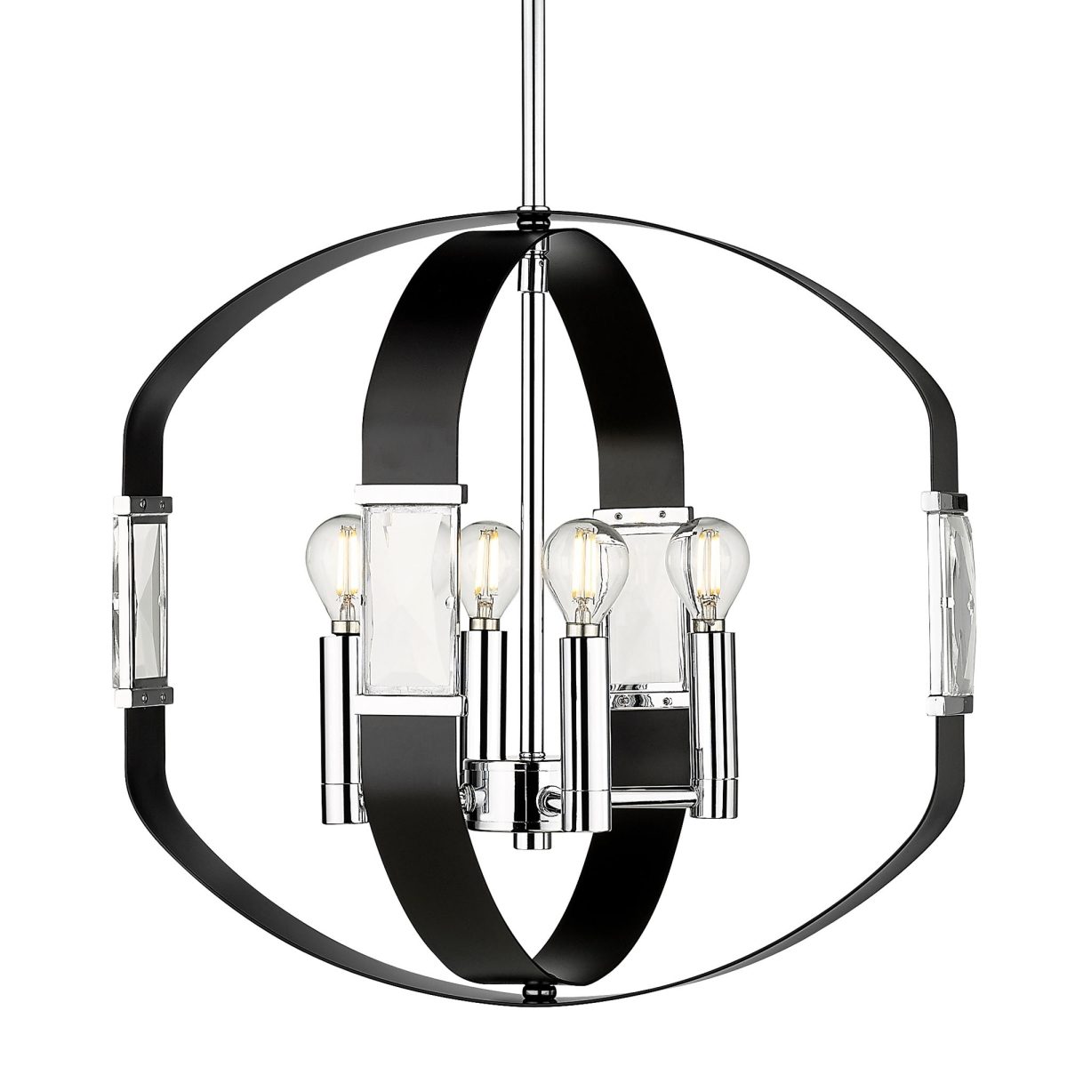 1374-4p Ch-blk Ariana 4 Light Pendant In Chrome With Matte Black Accent