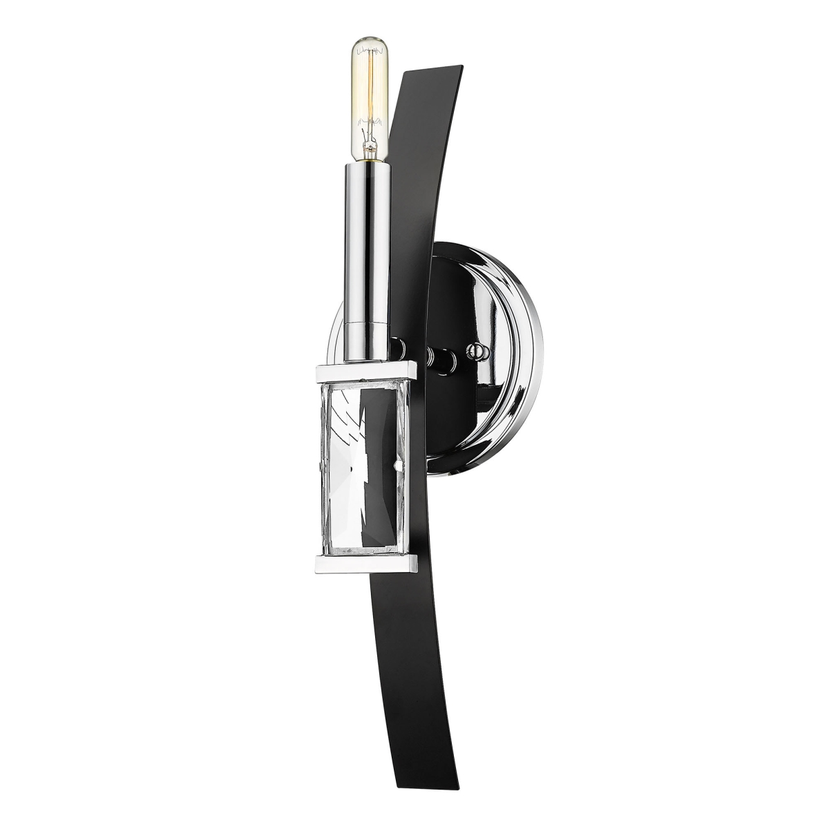 1374-1w Ch-blk Ariana 1 Light Wall Sconce In Chrome With Matte Black Accent