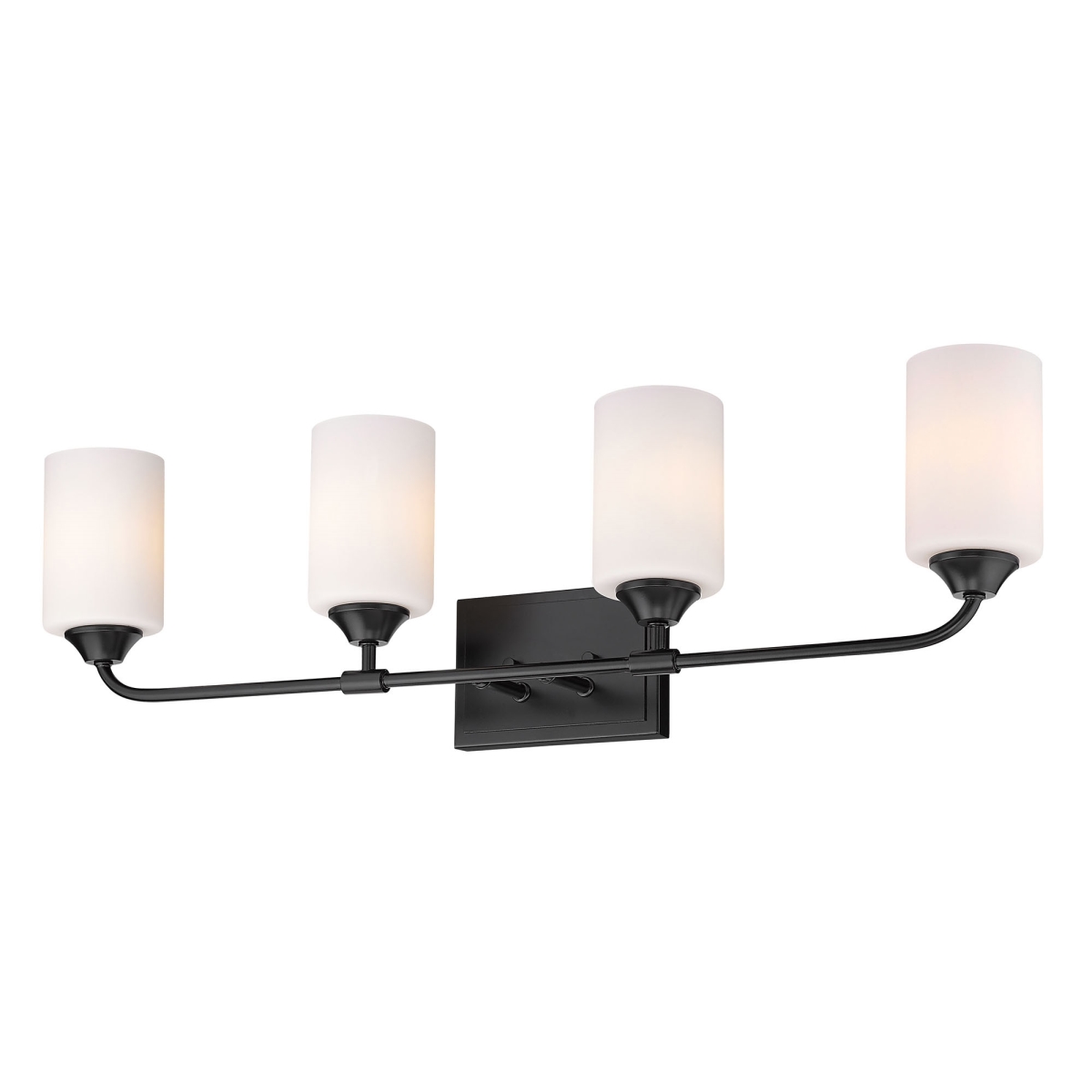 2120-ba4 Blk-cyl-op Ormond 4 Light Bath Vanity In Black With Cylindrical Opal Glass Shade