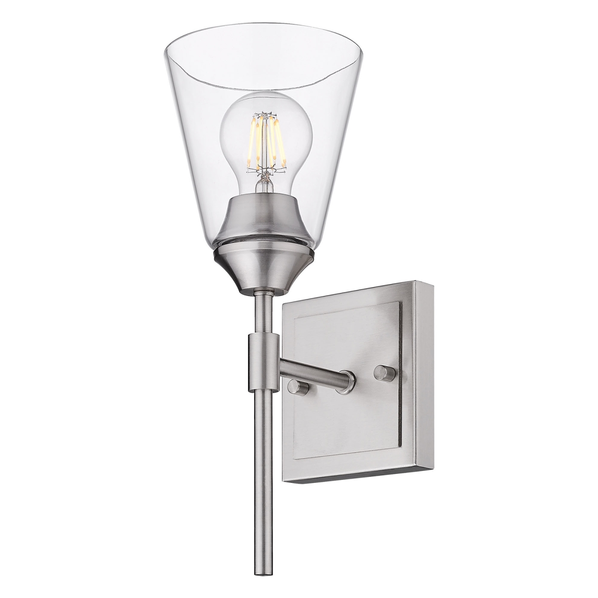 2120-ba1 Pw-cone-clr Ormond 1 Light Bath Vanity In Pewter With Conical Clear Glass Shade