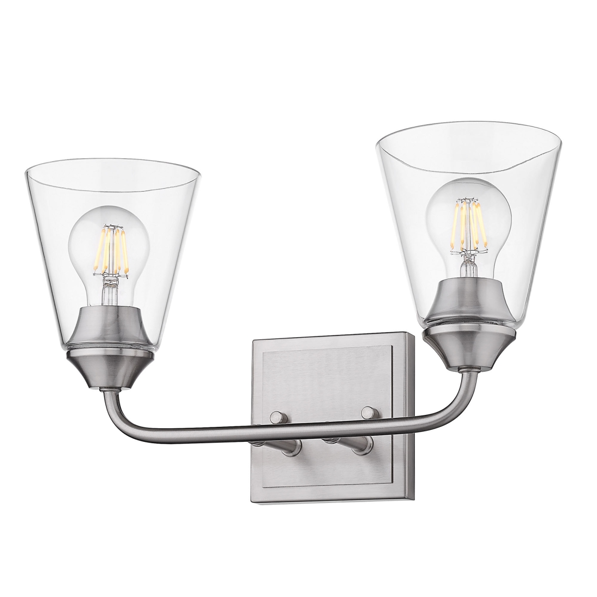 2120-ba2 Pw-cone-clr Ormond 2 Light Bath Vanity In Pewter With Conical Clear Glass Shade