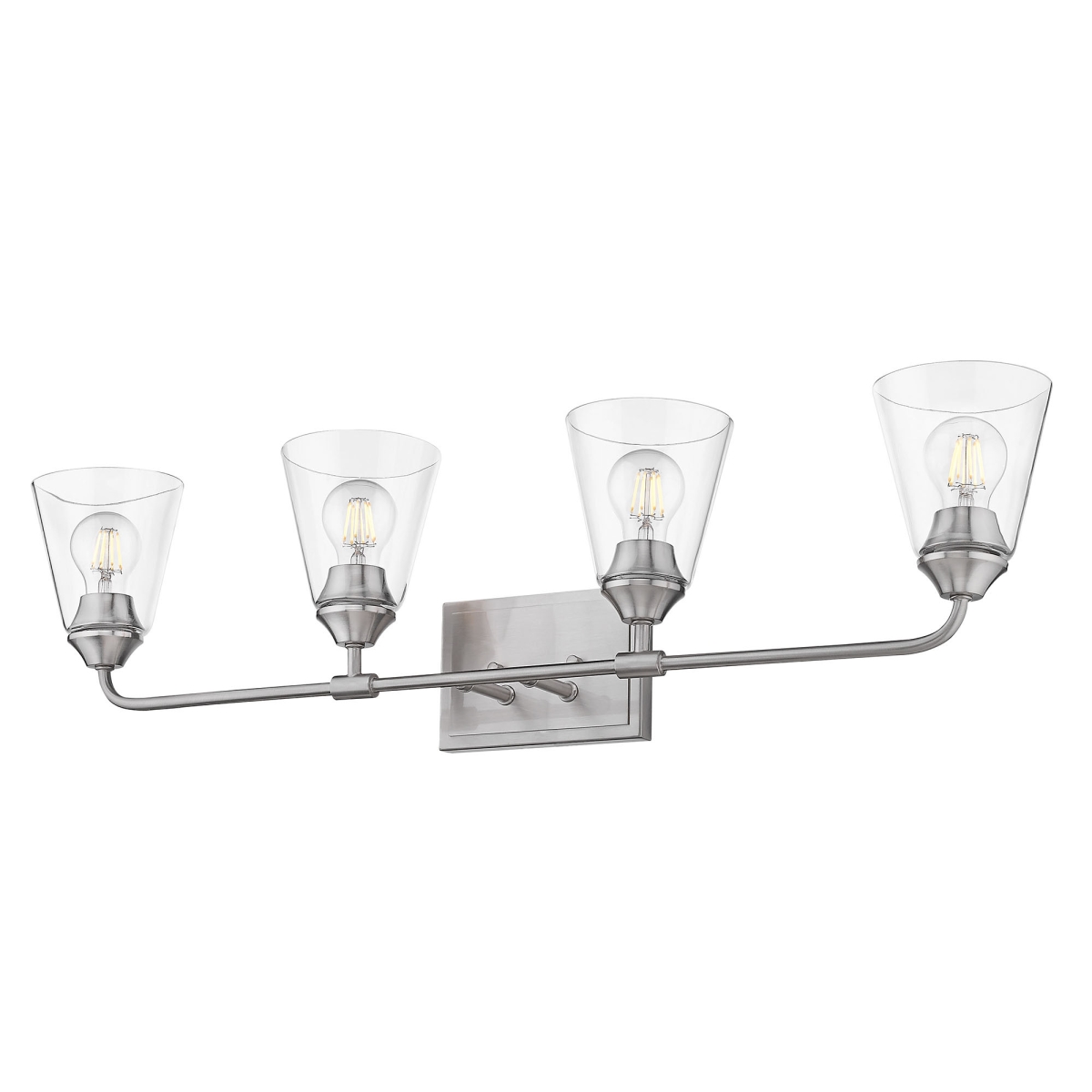 2120-ba4 Pw-cone-clr Ormond 4 Light Bath Vanity In Pewter With Conical Clear Glass Shade