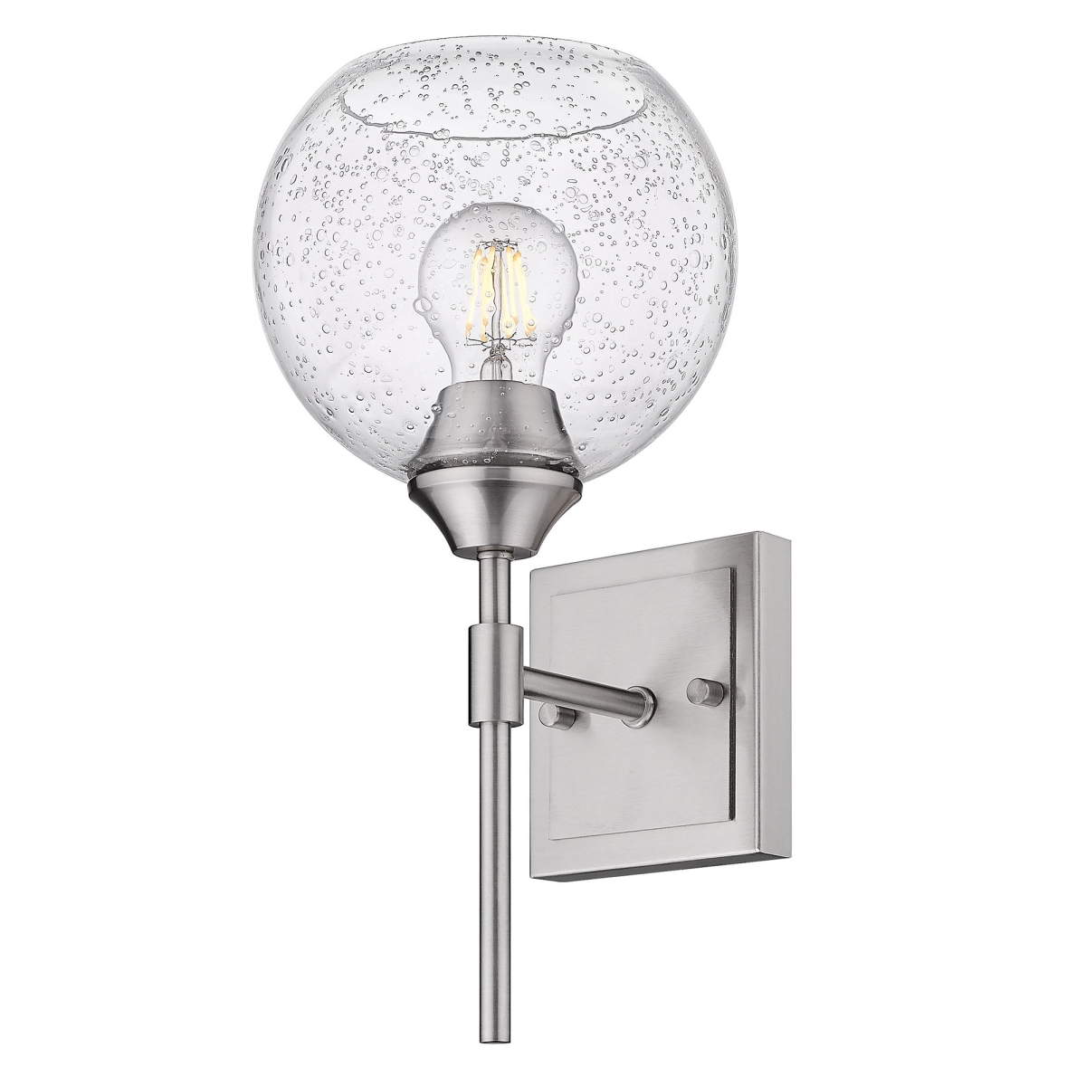2120-ba1 Pw-globe-sd Ormond 1 Light Bath Vanity In Pewter With Seeded Glass Globe Shade