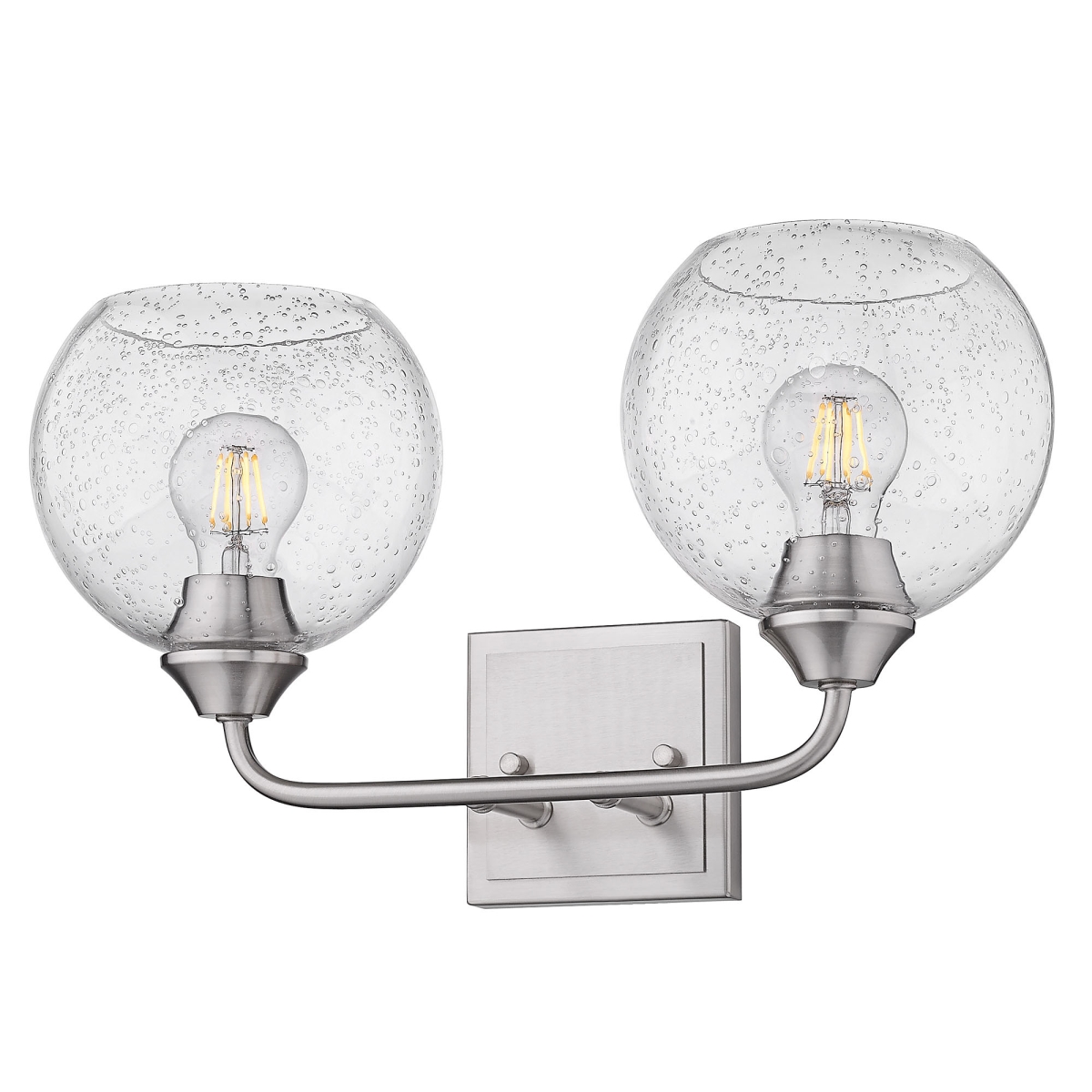 2120-ba2 Pw-globe-sd Ormond 2 Light Bath Vanity In Pewter With Seeded Glass Globe Shade