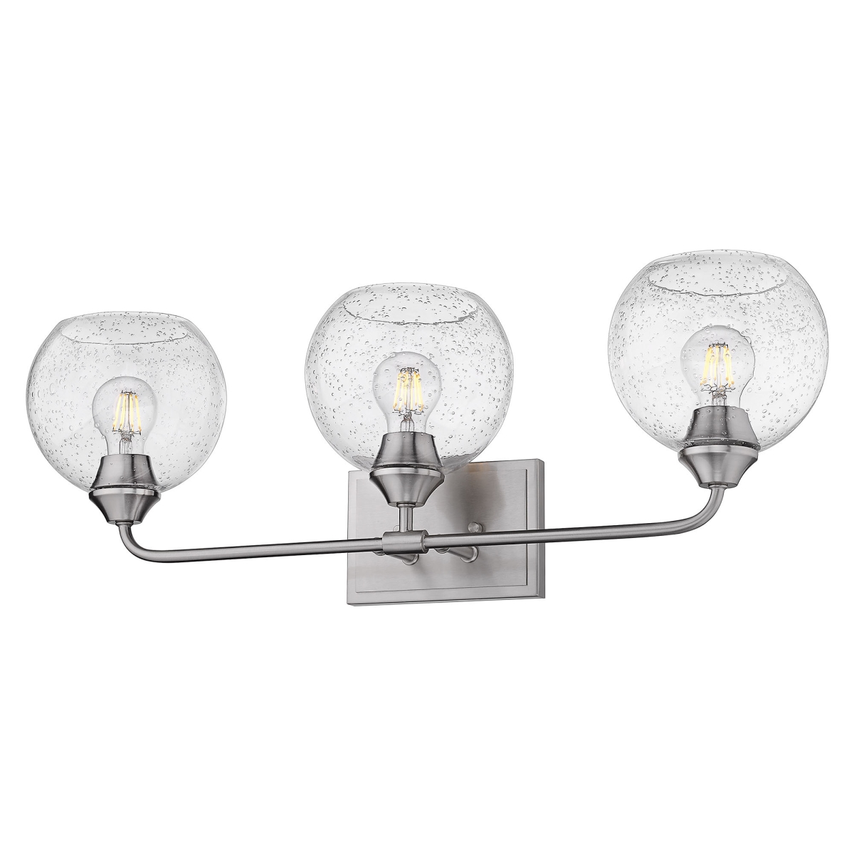 2120-ba3 Pw-globe-sd Ormond 3 Light Bath Vanity In Pewter With Seeded Glass Globe Shade