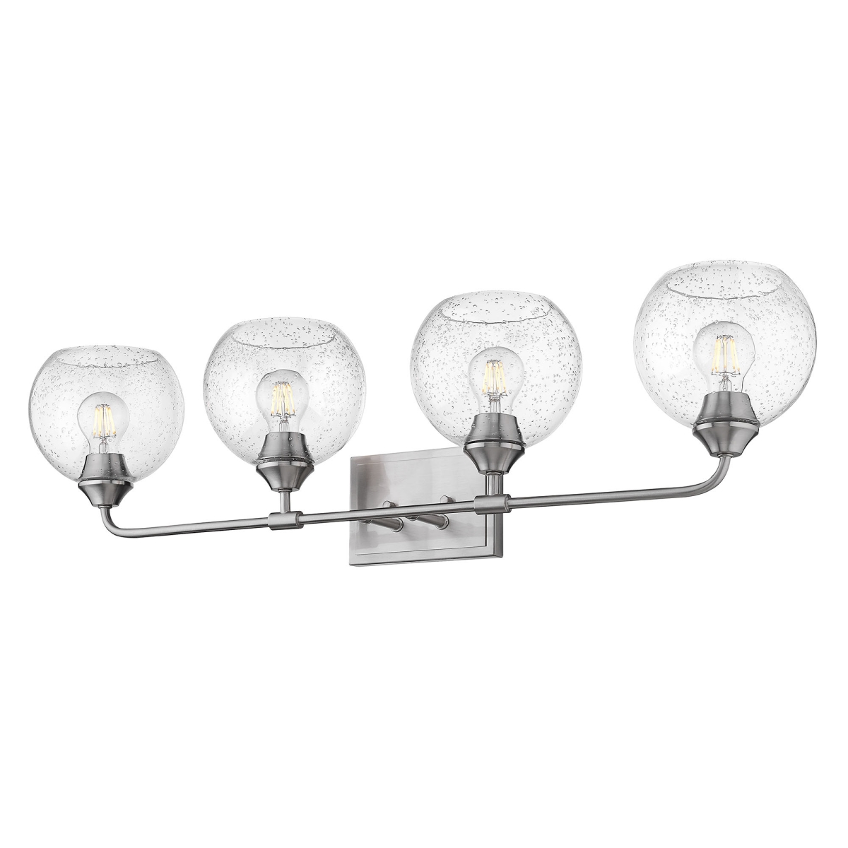 2120-ba4 Pw-globe-sd Ormond 4 Light Bath Vanity In Pewter With Seeded Glass Globe Shade