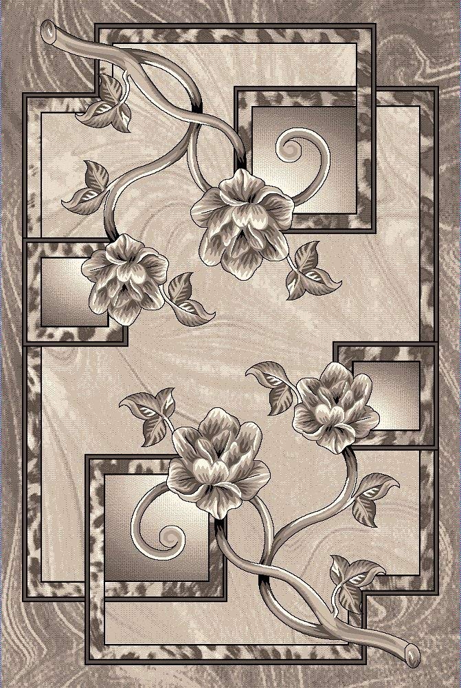 Aw-c6vz-o3zz 5 Ft. 2 In. X 7 Ft. 5 In. Platinum Collection Hand Carved Area Rug - 3d Flowers, Vizon