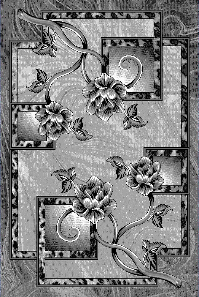 Bh-oz9c-bw8b 5 Ft. 2 In. X 7 Ft. 5 In. Platinum Collection Hand Carved Area Rug - 3d Flowers, Grey
