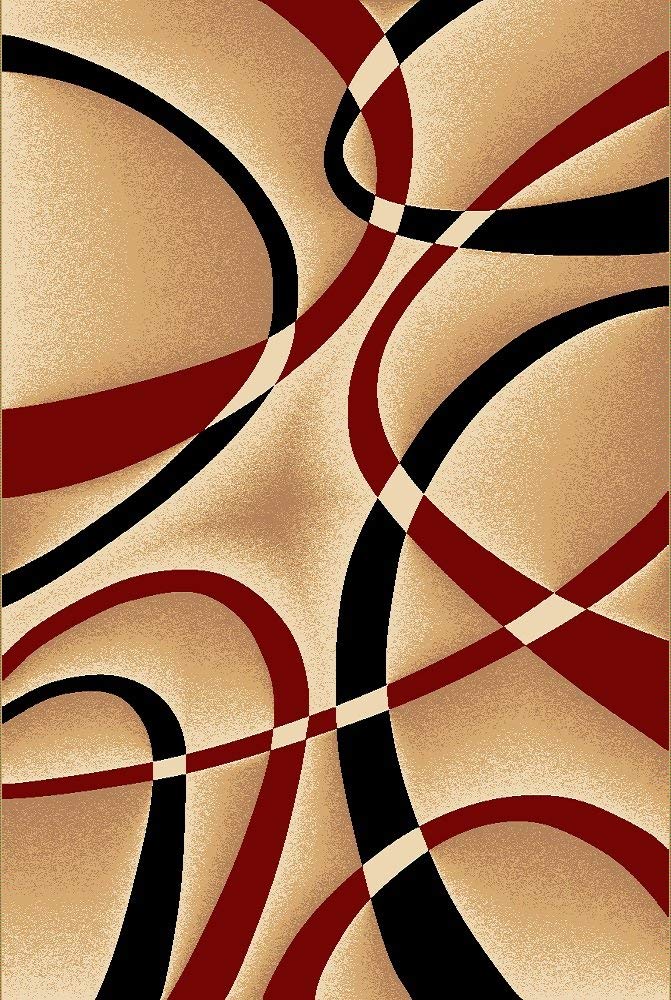 0a-9zhg-omtn 5 Ft. 2 In. X 7 Ft. 5 In. Platinum Collection Hand Carved Area Rug - 3d Swirls, Beige Dark Red