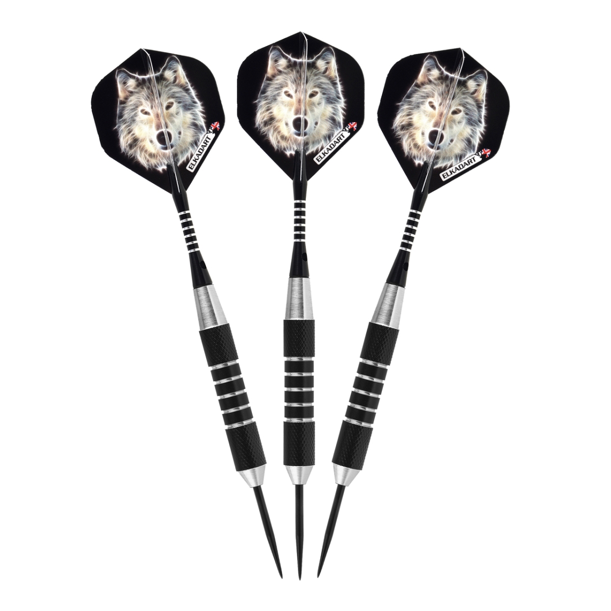 22-0430-19 Lone Wolf Steel Tip Darts Silver With Black Knurling - 19 G