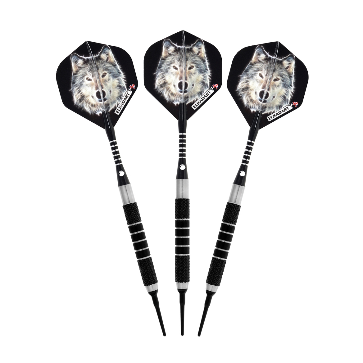 20-1104-18 Lone Wolf Soft Tip Darts Silver With Black Knurling - 18 G