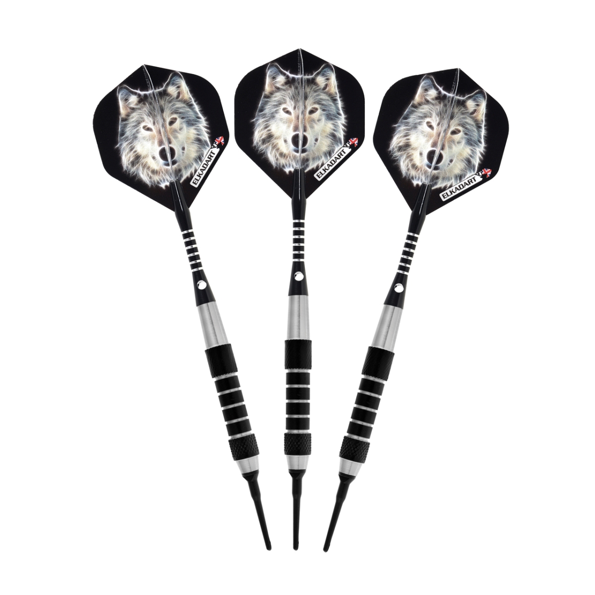 20-1104-16 Lone Wolf Soft Tip Darts Silver With Black Knurling - 16 G