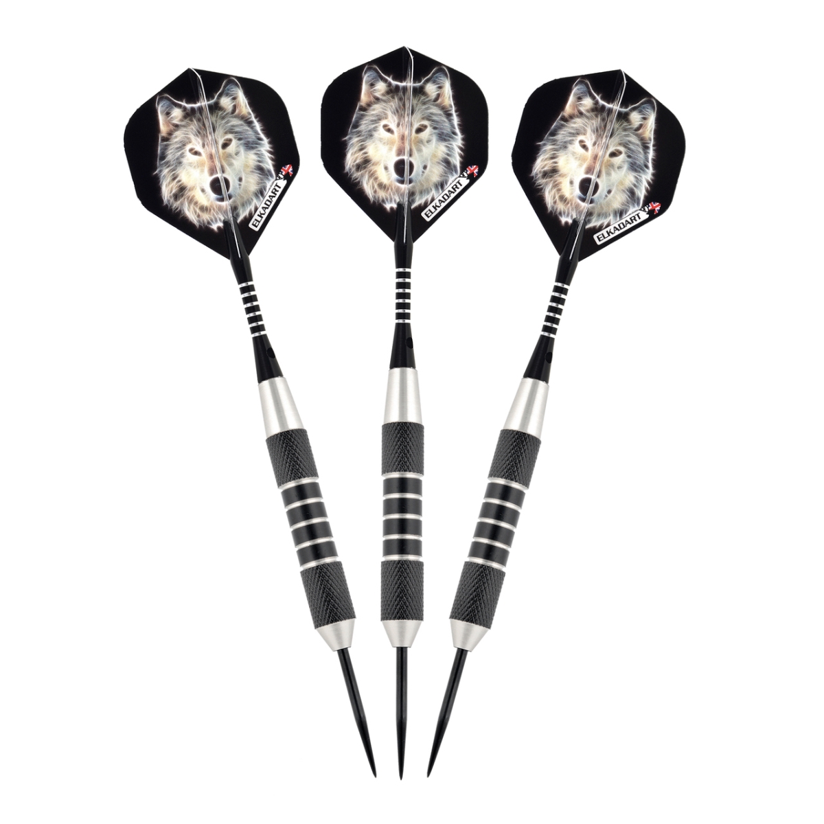 22-0430-23 Lone Wolf Steel Tip Darts Silver With Black Knurling - 23 G