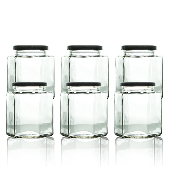 Gj500-6p Designs Hexagon 500 Ml Glass & 17 Oz Spice Jar - 6 Piece Set